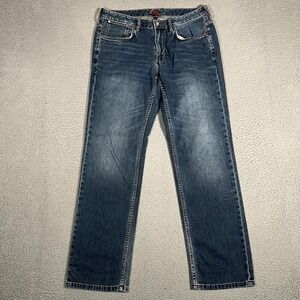 Tommy Bahama Jeans Mens 32x31 Blue Authentic Straight Denim Casual Preppy Logo